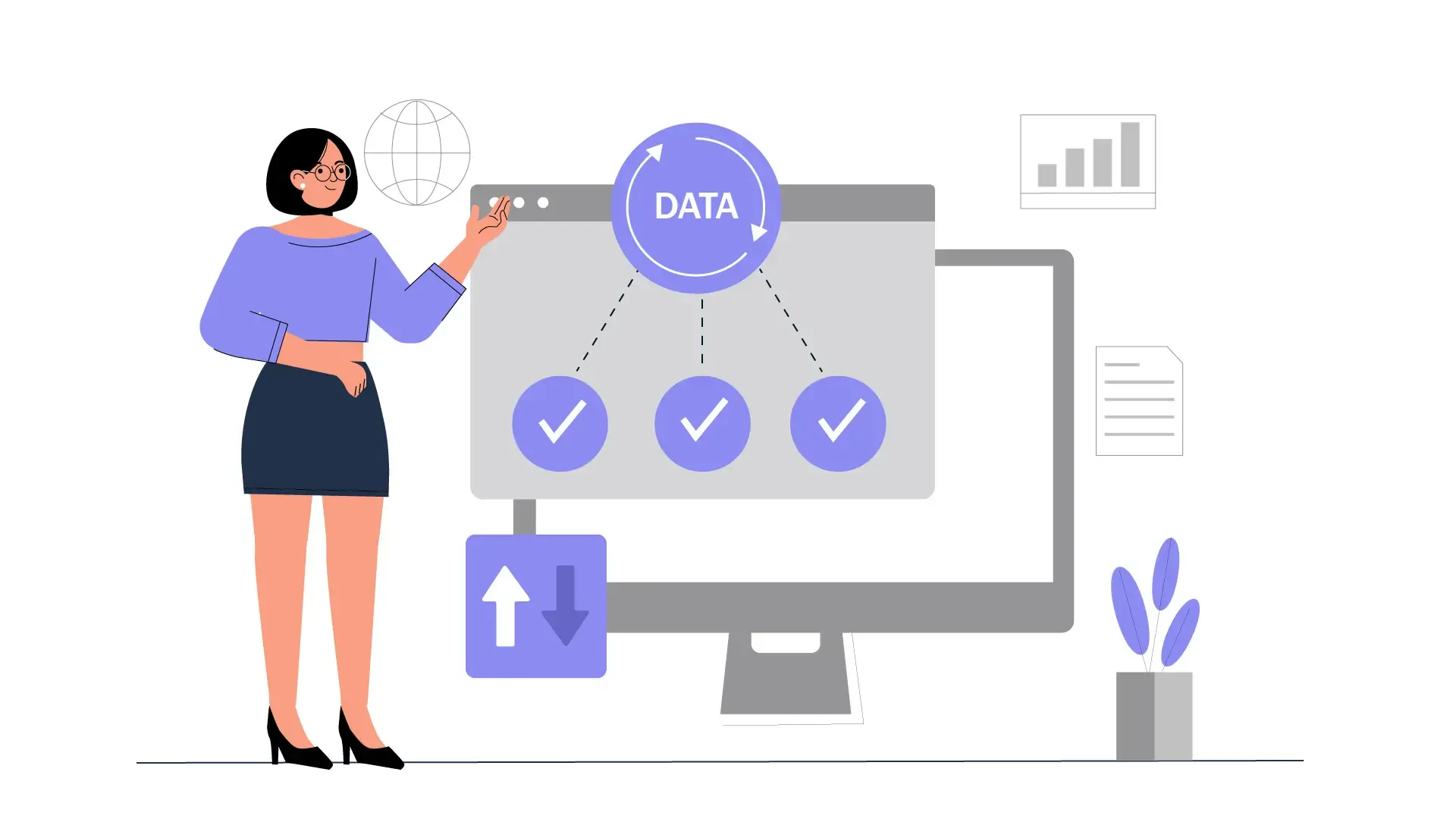 Business Data Management and Analytics Vector Illustration for Digital Concepts